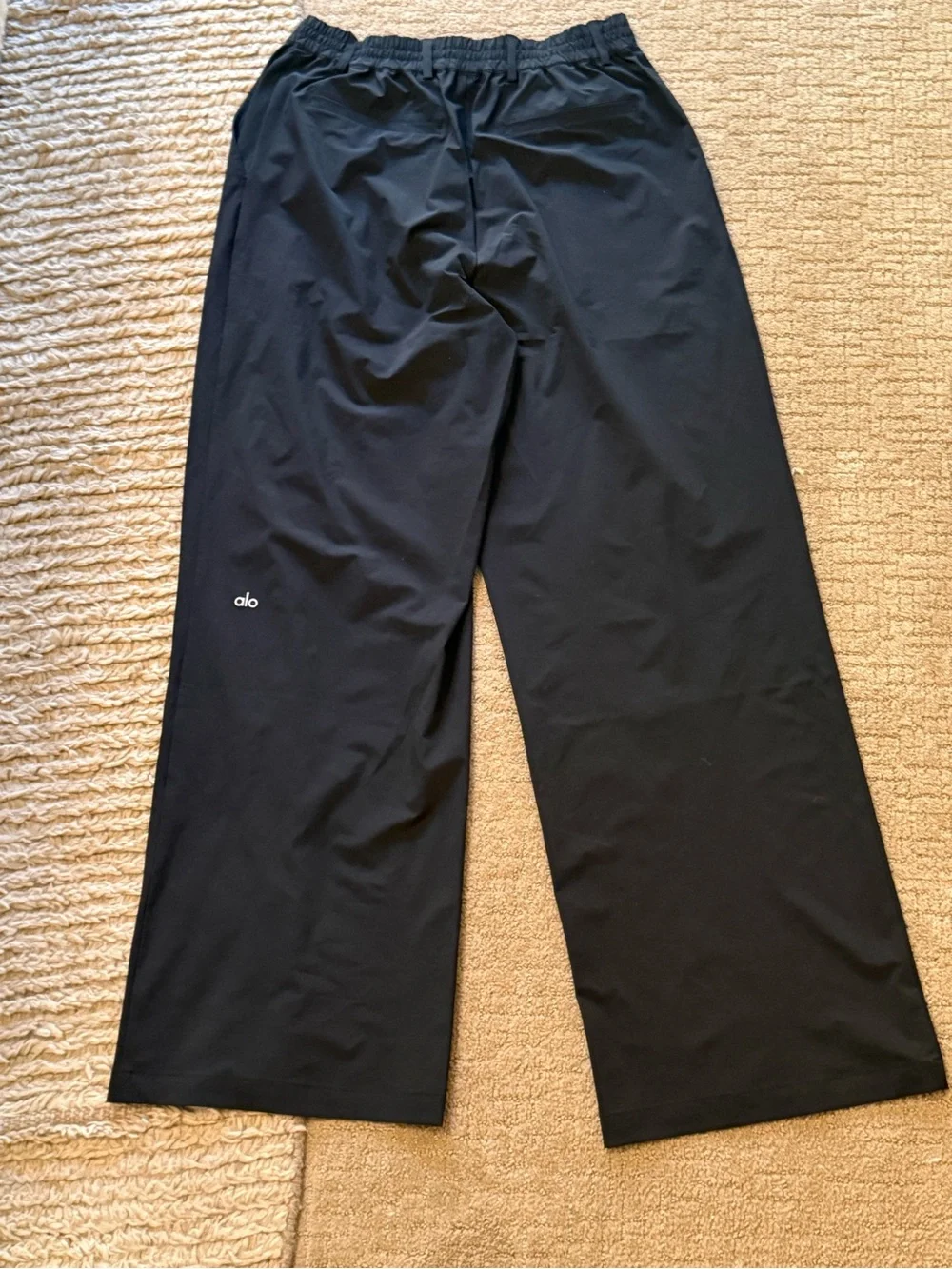 Black Wide-Leg Athletic Trouser Pants